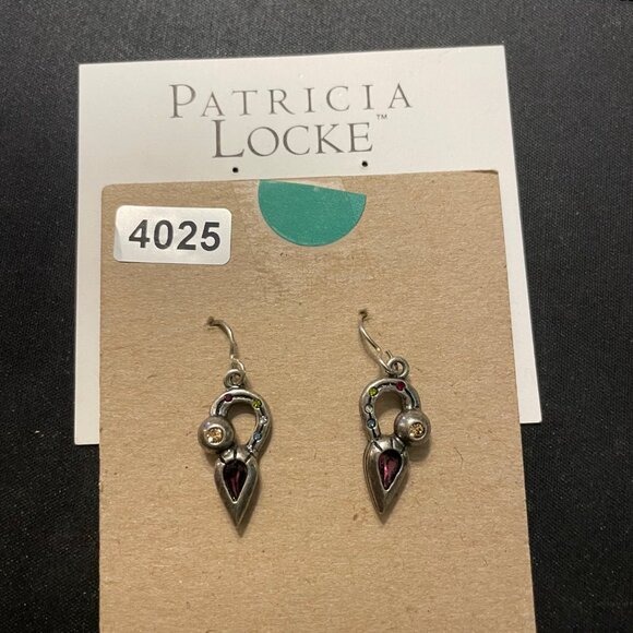 Patricia Locke Drop Handmade Silver Tone Earrings With Crystal Accents - Picture 2 of 5